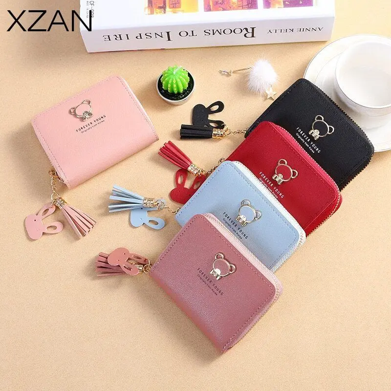 

Cute Bear Wallets Coin Purses Bag Girl Small Lady Wallet Credit Card Holder Cartoon Big Capacity Little Girl Purse Zipper Bag