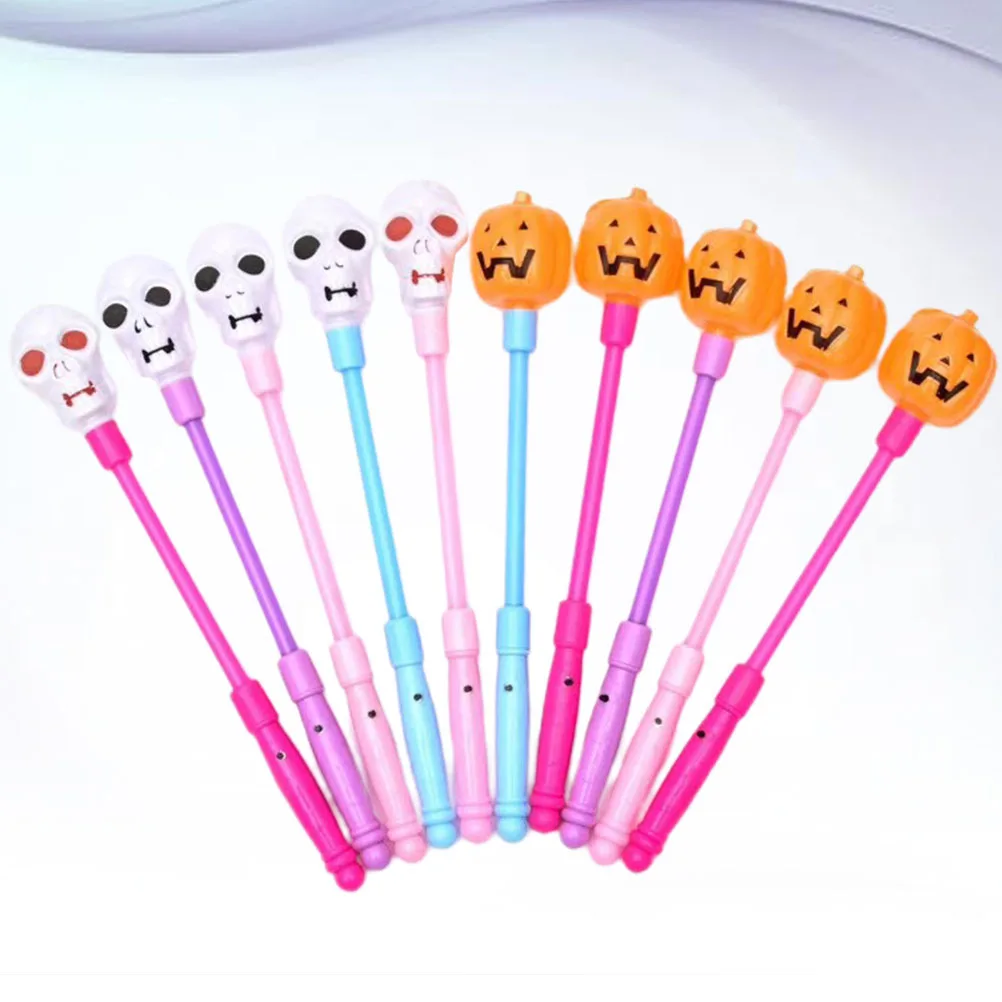 

10Pcs Halloween Glowing Pumpkin Skull Shaking Stick Luminous LED Light Shaker Party Decoration Halloween Bar Dance Concert