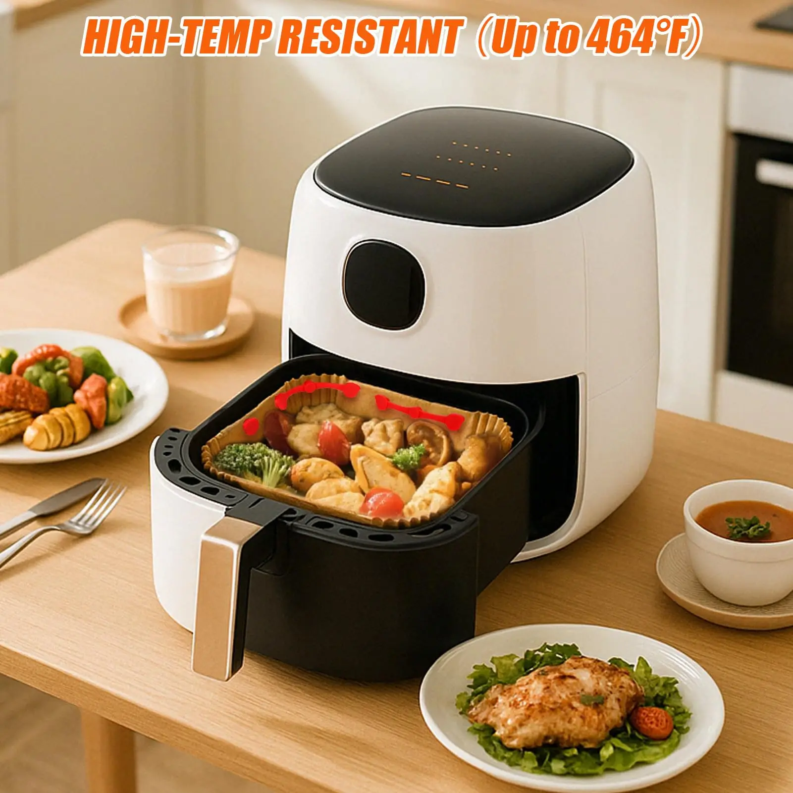 2PCS Air Fryer Magnet Silicone Buckle for Holding Down Air Fryer Parchment Paper Lock Disposable Liners Prevent Paper to Burn