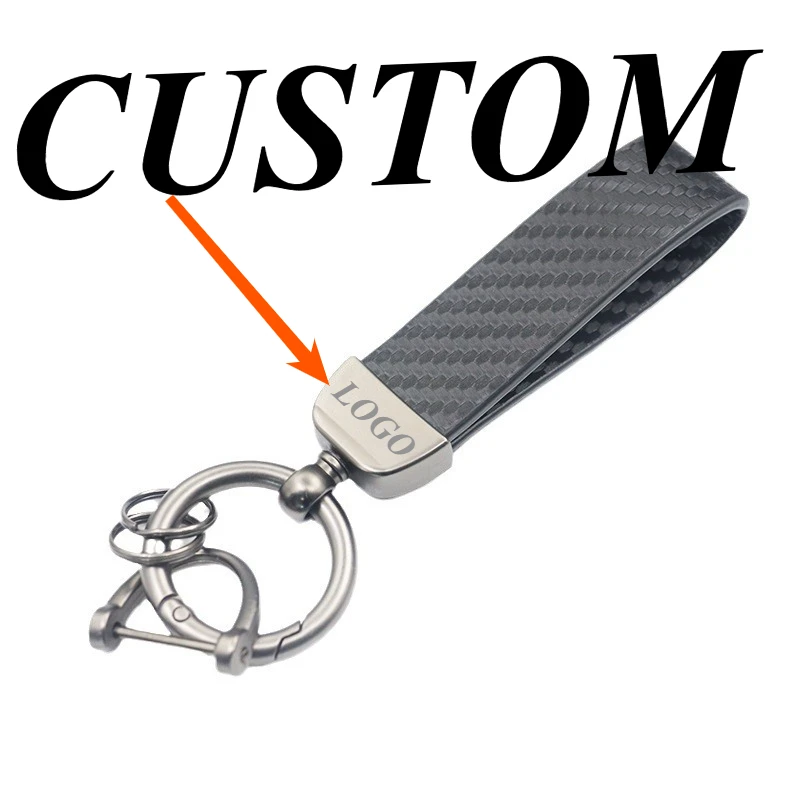 1pc Custom Keychain Personalized Zinc Alloy Trendy Brand Carbon Fiber Pattern Customized Key Ring Car Accessories Gift Wholesale