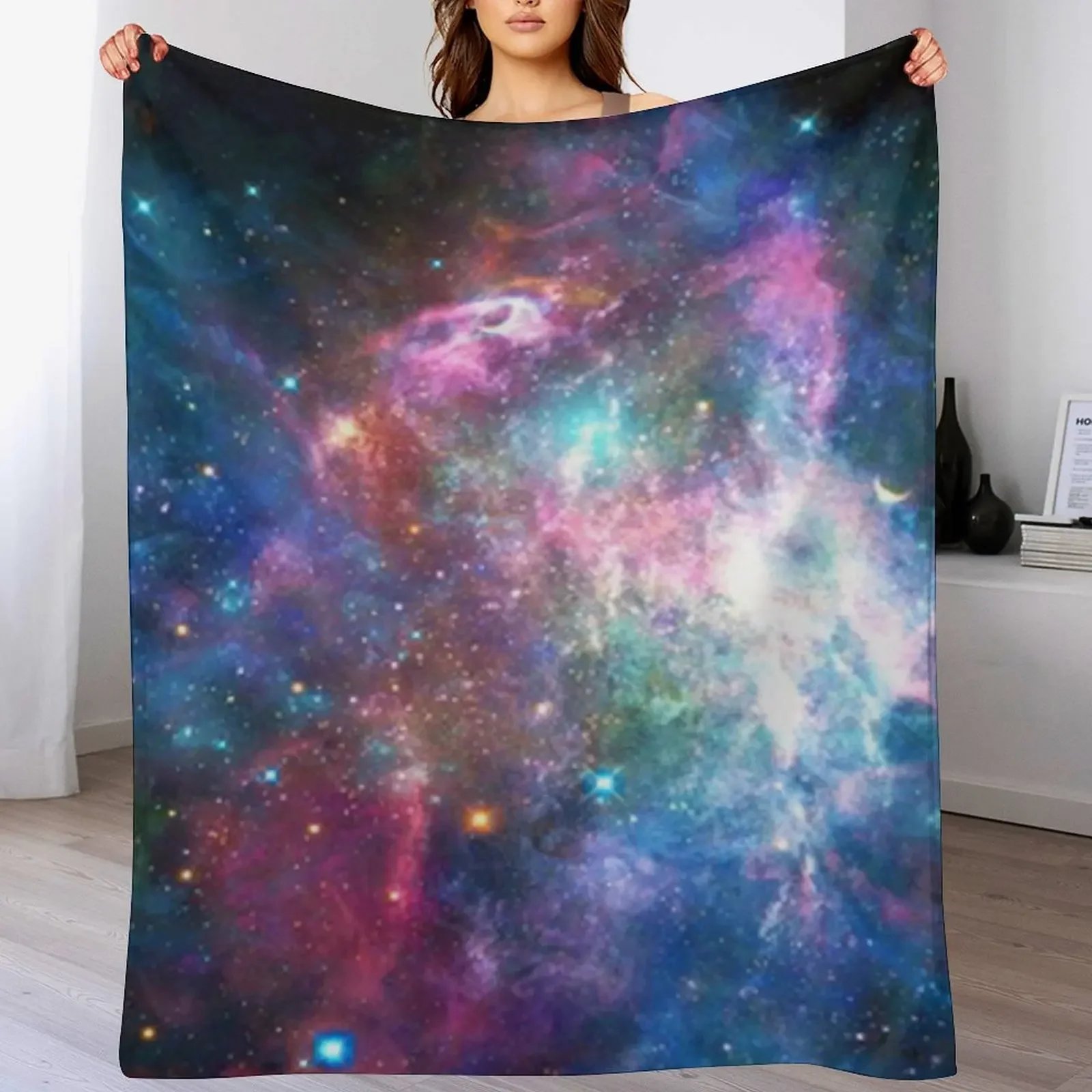 

Nebula Galaxy Print Throw Blanket Travel Size Cozy Blanket for Plane Train