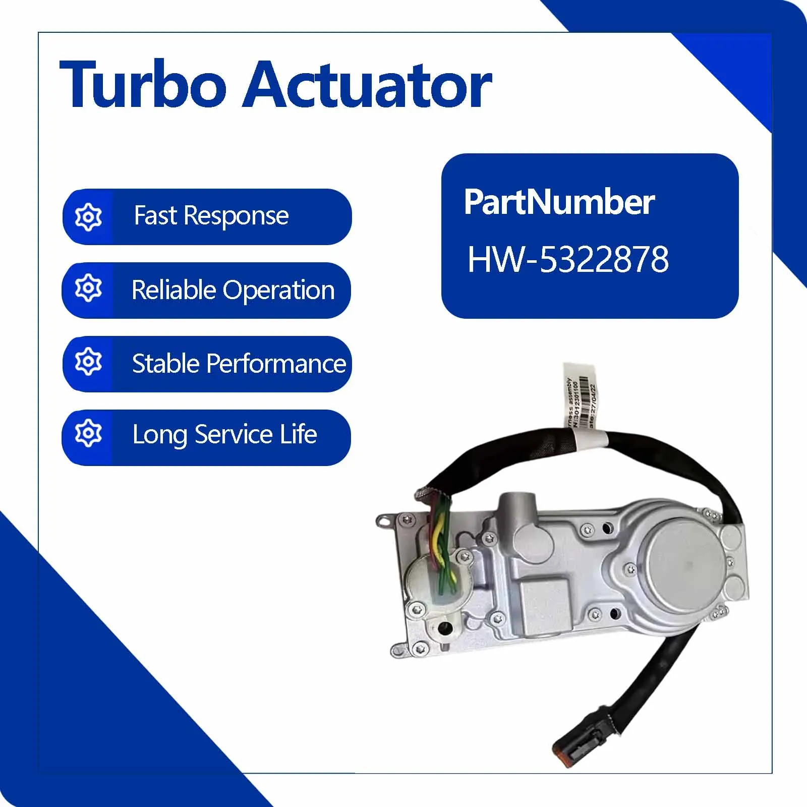 12V Turbo Eletronic Actuator HW-5322878 For Paccar MX 11-MX 13 EPA 07- EPA 17 HE400/HE500 Series (With cooling water holes)