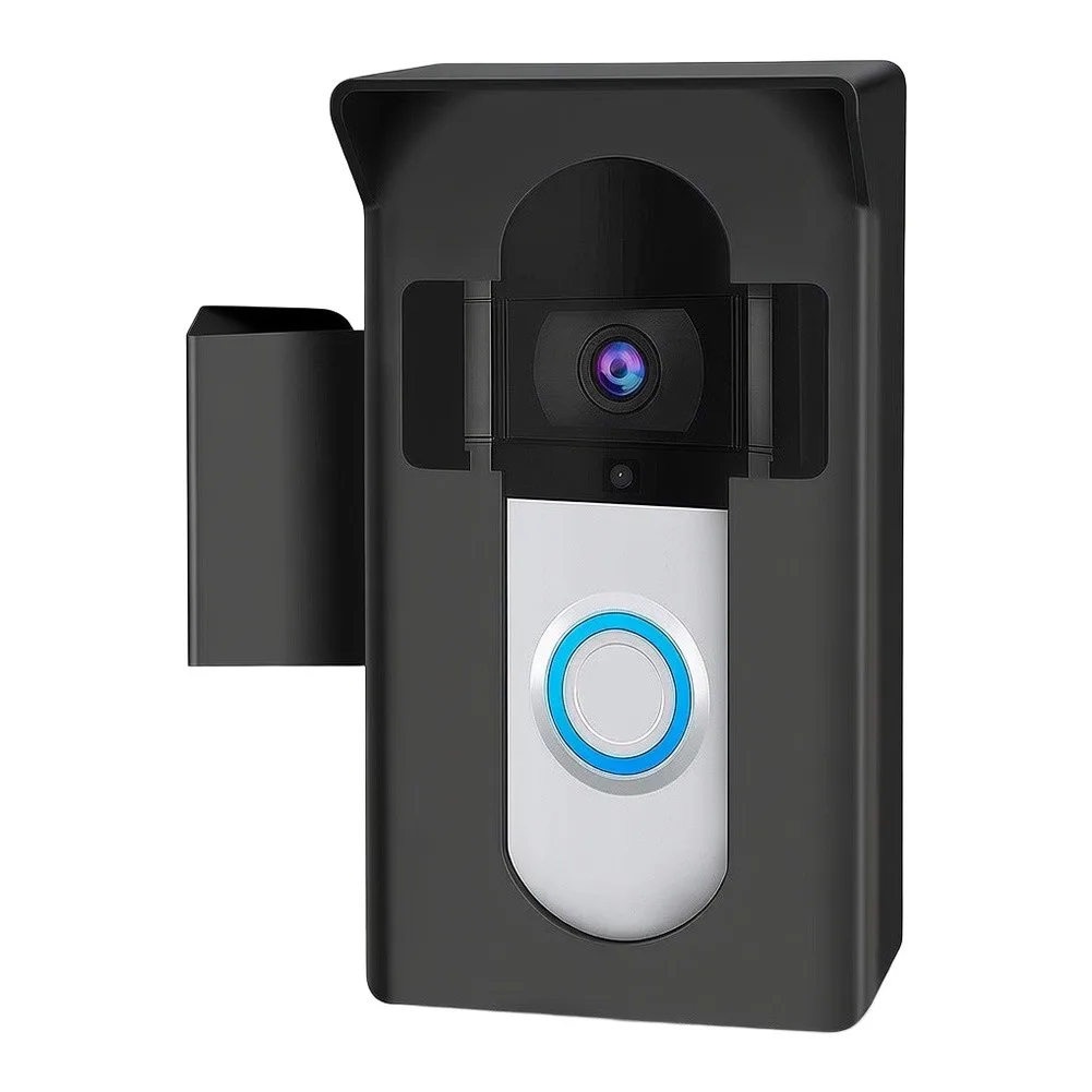 No Drill Metal Bracket with Integrated Rain Hood Compatible with For Ring Video Doorbell Compact 16.5x4x7cm for Home Doors