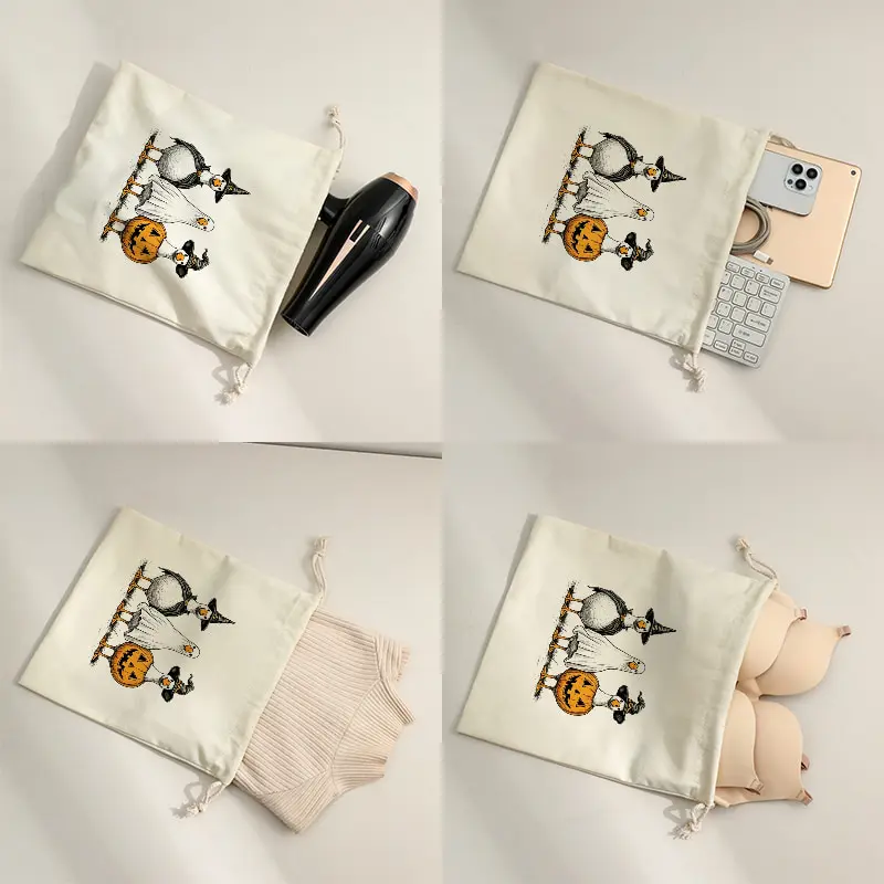 Halloween Ducks in Costume Candy Bag Cute Witch Ghost Pumpkin Duck Drawstring Pouch Kids Trick or Treat Sweet Storage Party Gift
