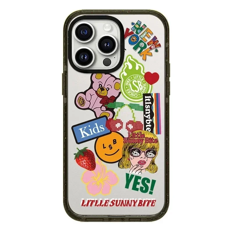 

2.0 Acrylic Upgrade Border Graffiti Sticker Phone Case Cover for iPhone 11 12 13 14 15 Pro Max Case for iPhone 15 Pro