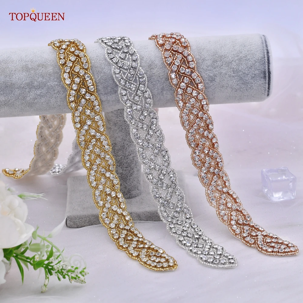 Topqueen S216 Luxe Diy Steentjes Applique Hot Koop Handgemaakte Bruid Vrouwen Riem Naaien Op Jurk Bag Kleding Accessoires Decoratie