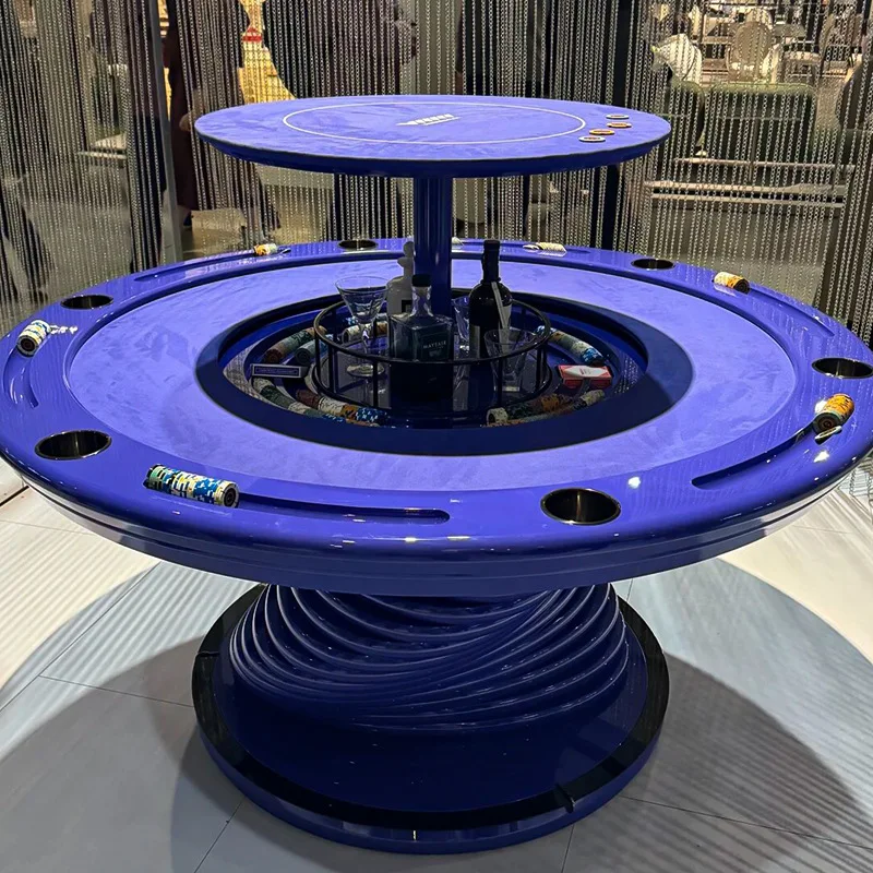 Italian light luxury club chess and card table Villa round Texas hold'em table Premium sense lifting entertainment chip table