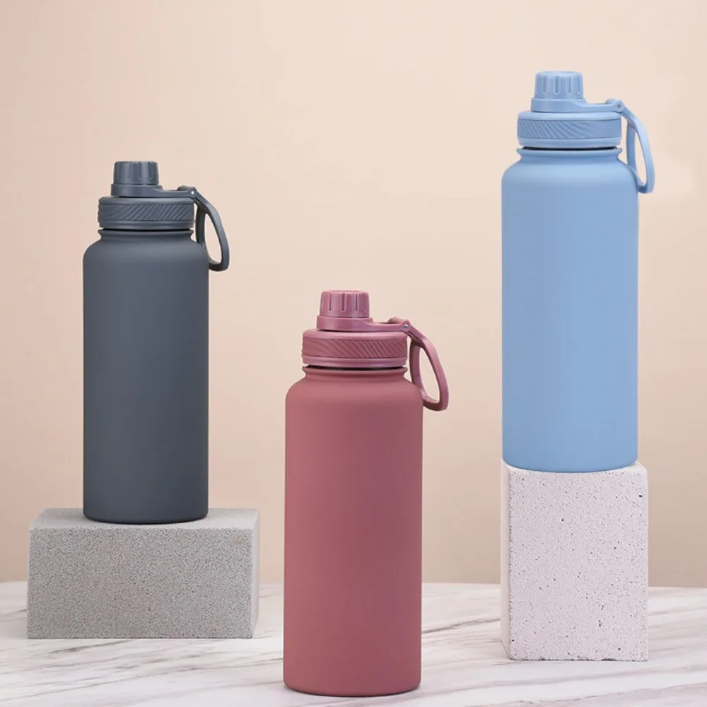 

Stainless Steel Insulated Water Cup Portable Leakproof Outdoor Cups Mountaineering Cup Large Capacity Solid Color Vacuum Bottles