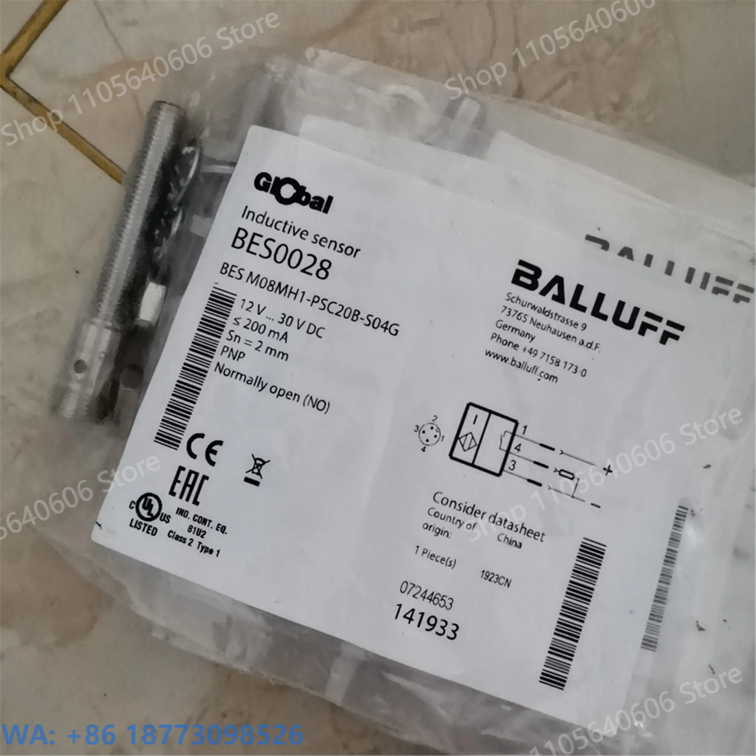1PCS, BES0028 BES M08MH1-PSC20B-S04G Inductive Sensor