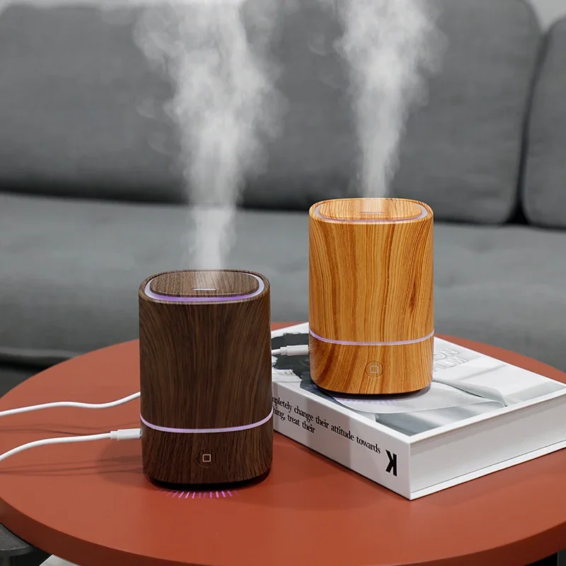 Wholesale mini wooden aromatherapy machine custom essential aroma  wood grain oil diffuser