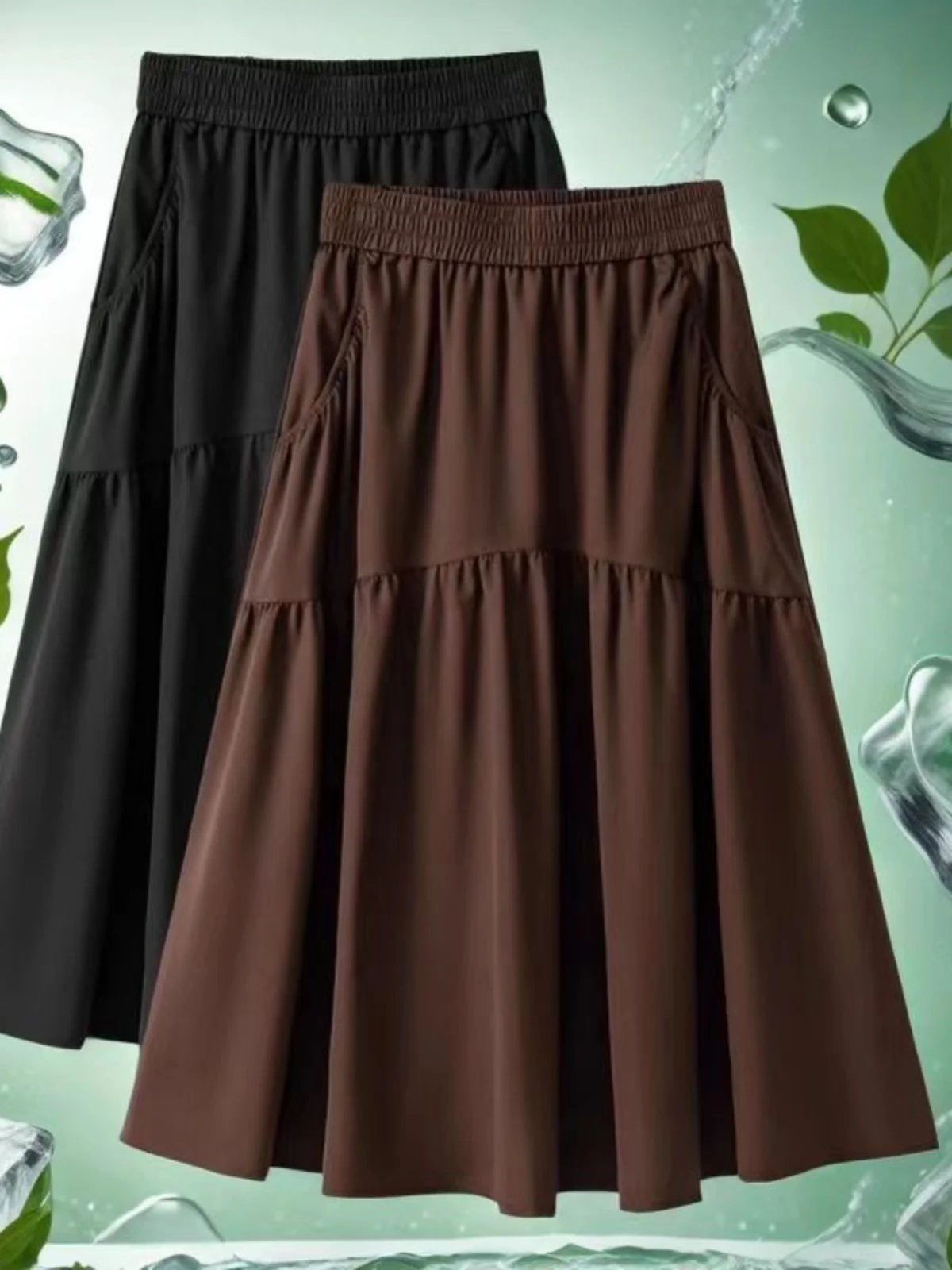 

Ice Sensation Comfortable High Waist Thin Versatile Casual Mid-Length A-Line Skirt for Summer plus Size New Style 2026