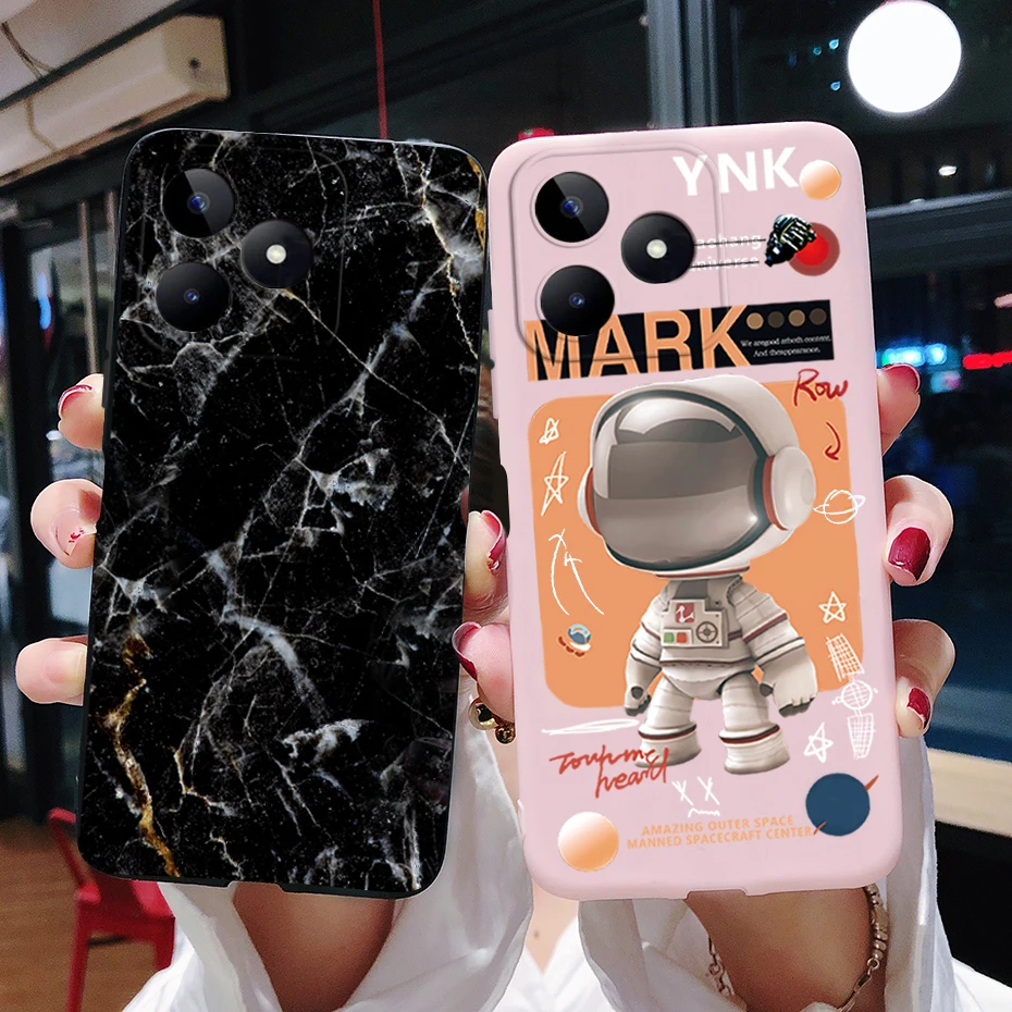 For Realme C53 Case Astronaut Marble Black Silicone Soft Back Cover For Realme C53 Phone Case RealmeC53 C 53 6.74