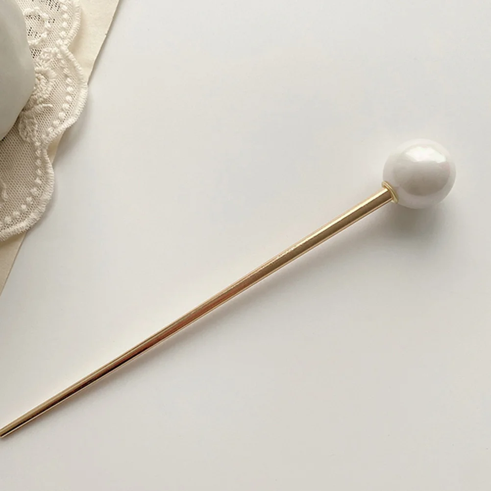 Chinese Style Hairpin Pearl Barrettes Chopsticks Wild Metallic Clips Alloy WomanHairpin