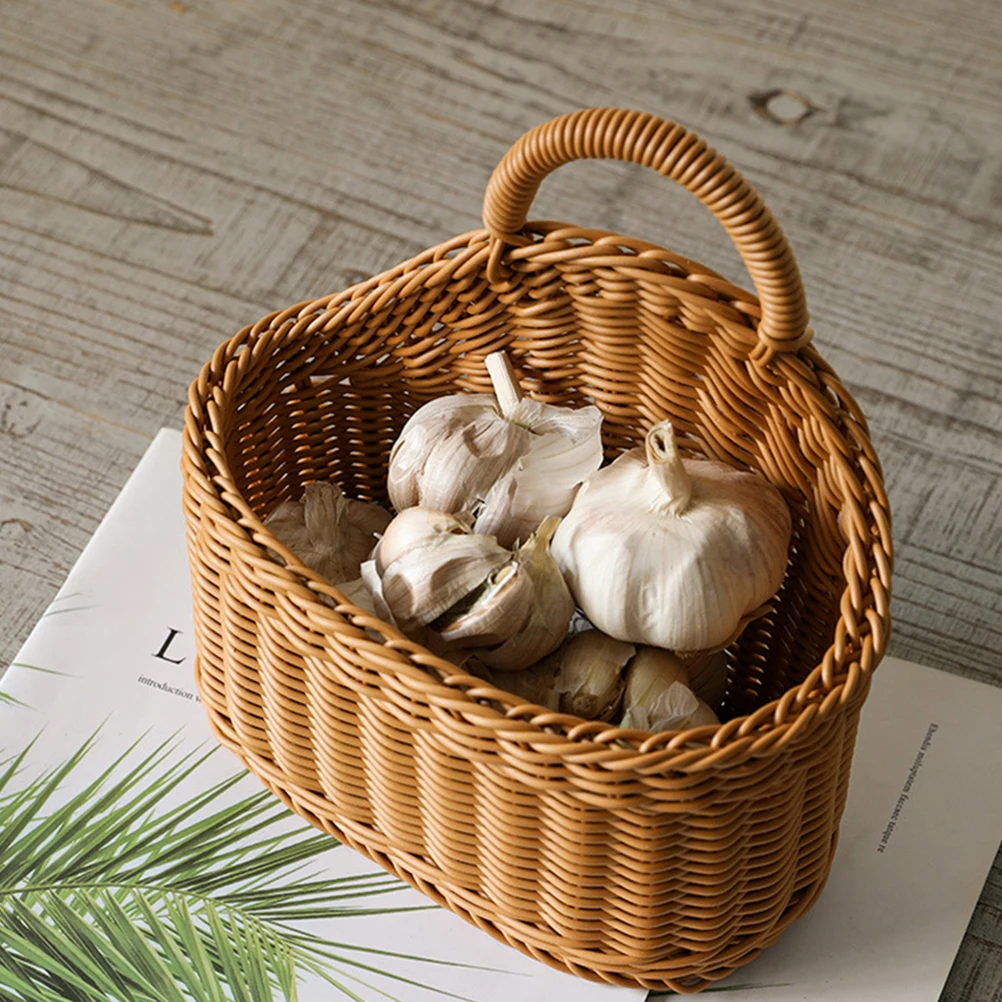 

Wall Hanging Storage Basket Brown Medium Large Size Decorative for Home Living Room Cafe Kitchen Vegetable Flower Woven Baskets