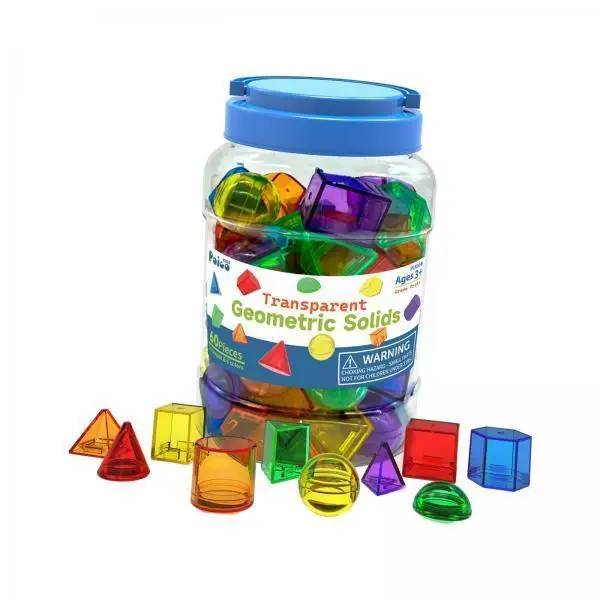 2x 60 Pieces Geometric Solids Shape Blocks 3D Shapes Measurement Translucent Pattern Blocks Montessori for Gift Activity Travel