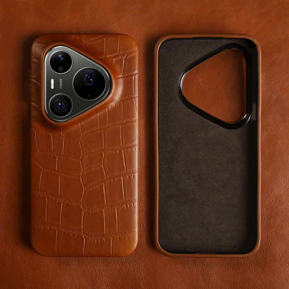 

Oil Wax Crocodile Genuine Leather Case For Huawei Pura 90 Pro Max 80 Ultra 70 Pro Plus Mate 80 Pro Max RS 70 60 Back Cover Case