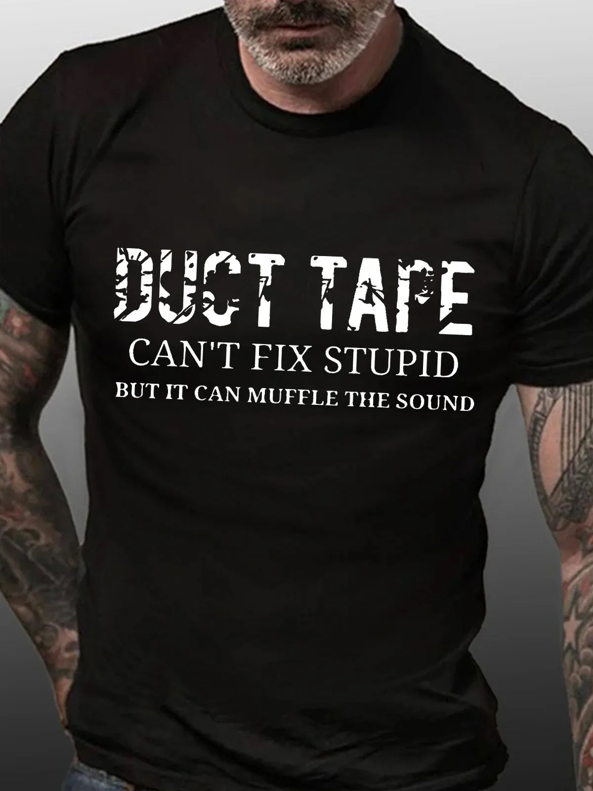  Duct Tape Can't Fix Stupid Men's Short Sleeve T-Shirt  Slogan Graphic Print Tops Tees Shirts