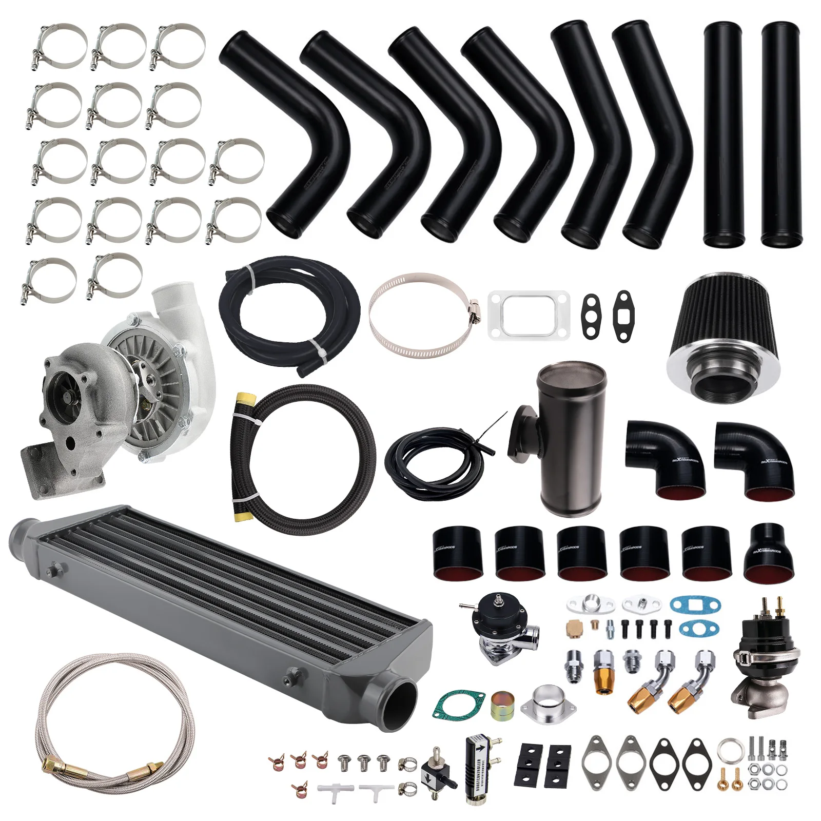 Maxpeedingrods T3 T4 Turbo Intercooler Manifold BOV Wastegate Turbocharger Kit For BMW E46 E36 325i 328i 323i 330i