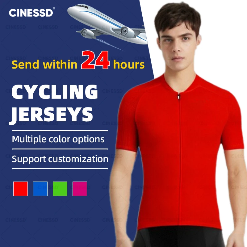 

Summer Men's Solid Color Short Sleeve Cycling Jersey Quick Dry MTB Bicycle Mallot Ciclismo Shirts Breathable Bike Clothes Suits