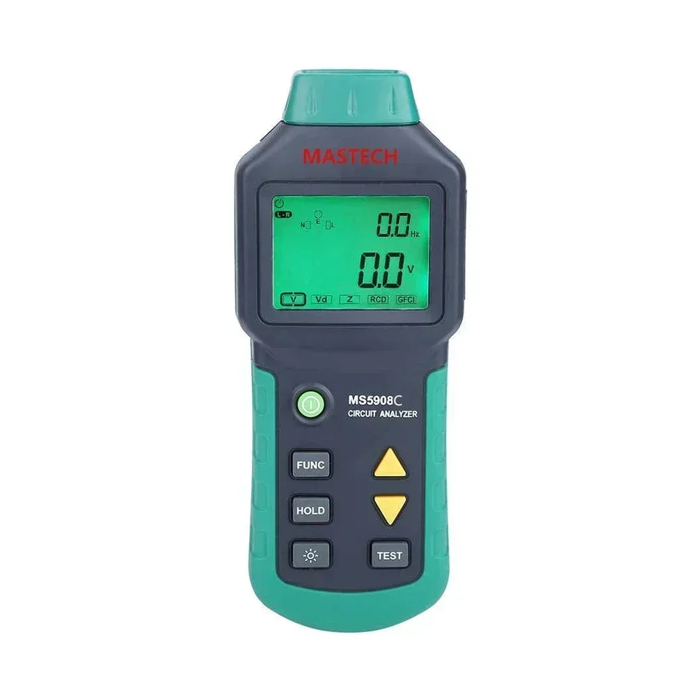Imagem -03 - Disjuntor Mastech-lcd com Tensão Medidor Gfci Testador de Rcd Medidor Ac100240v Ms5908a Ms5908c