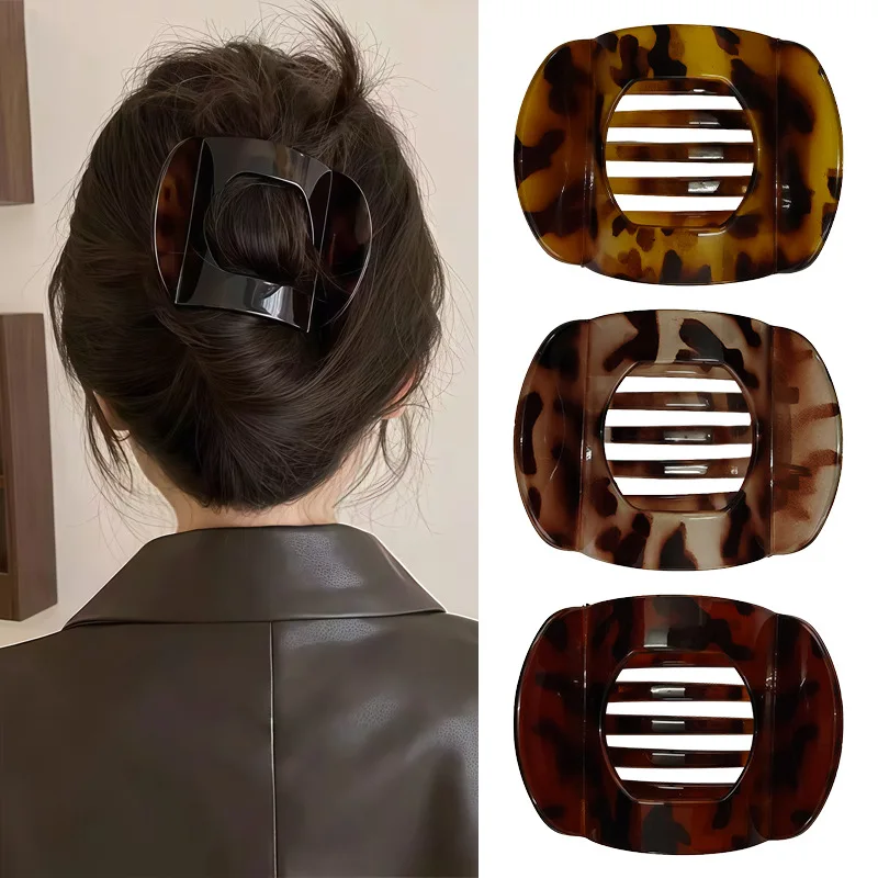 

New Korean Acetic Acid Hair Clip Hair Accessories Women's Spoon Clip Spring Clip Leopard Hair Clip Top Clip Simple Headpiece