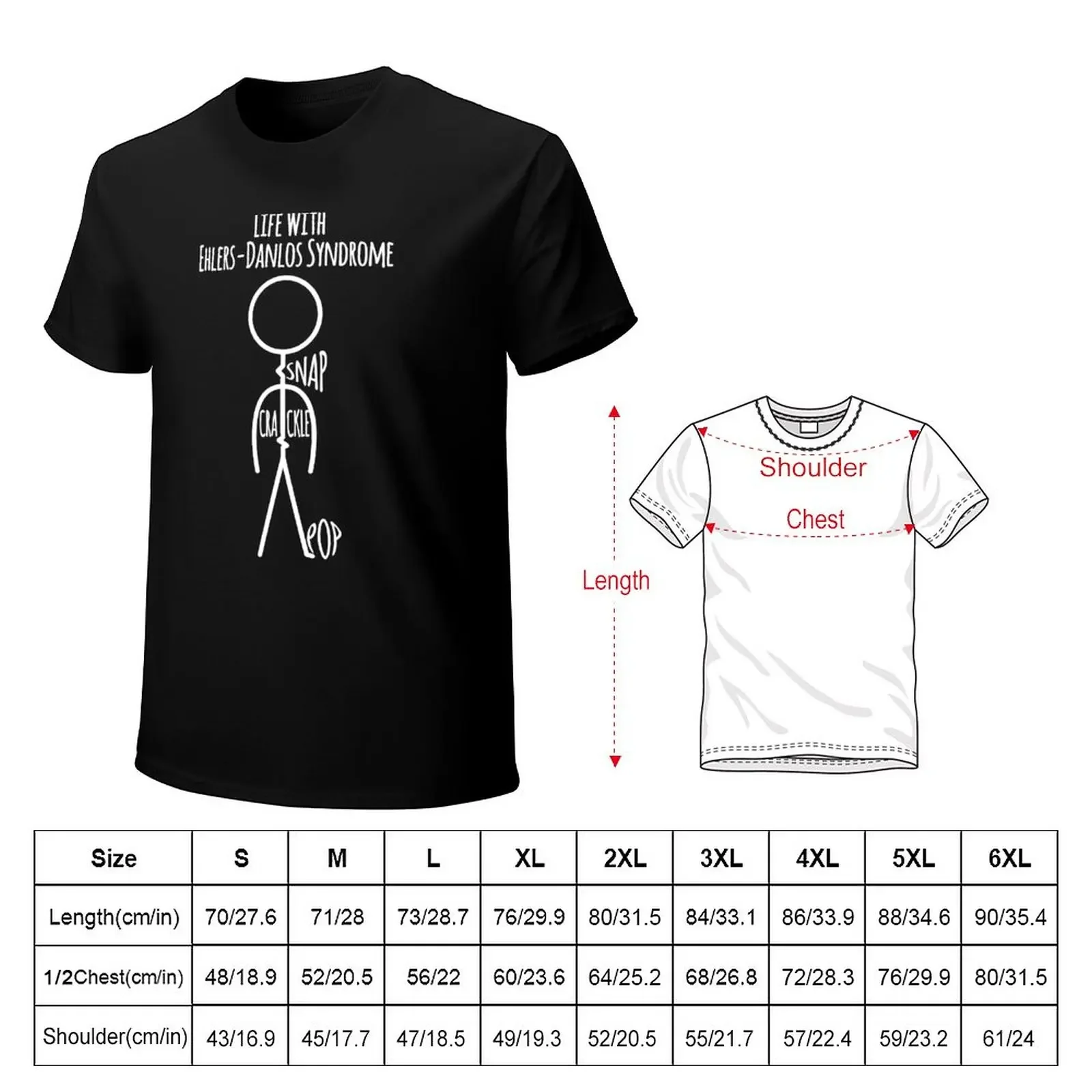 Life With Ehlers Danlos Syndrome Snap Crackle Pop Light Text T-Shirt summer top vintage big and tall t shirts for men