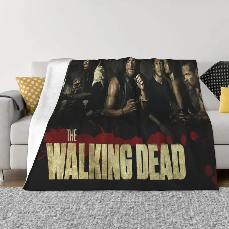 The Walking Dead Drama Blankets Fleece Printed Horror Zombie Multi-function Super Soft Throw Blankets for Bed Outdoor Rug Piece