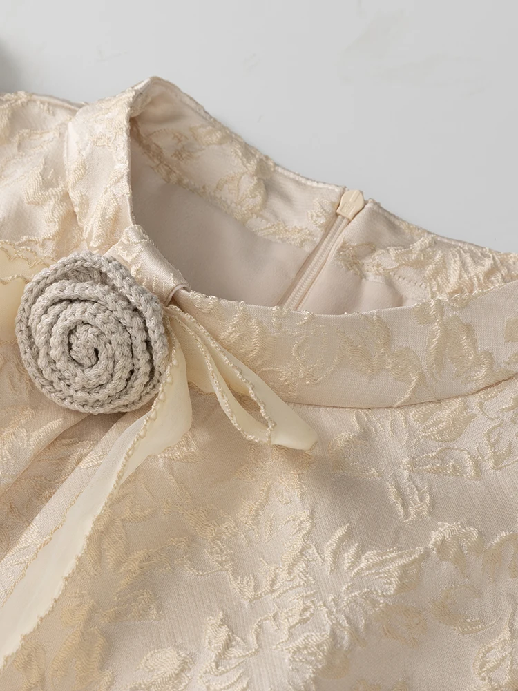 DSXDFACAIRIJ vrouwen Stand Kraag Mouwloos Jacquard Vest Jurk Vintage Discoid Bloemenprint Mini Zomer Mode voor Vrouwtjes