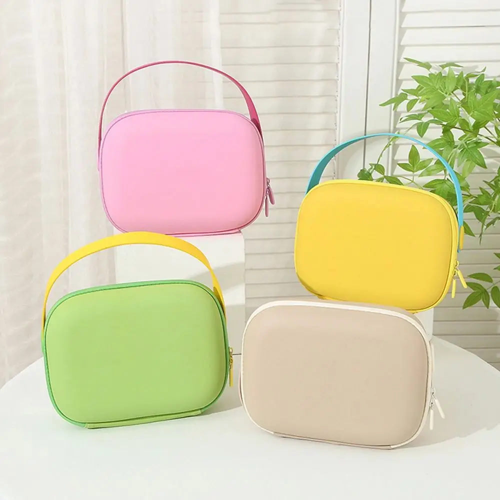 Simple Waterproof PU Cosmetic Bag Handle Square Wash Storage Bag Zipper Large-Capacity Make Up Pouch Bag Bathroom