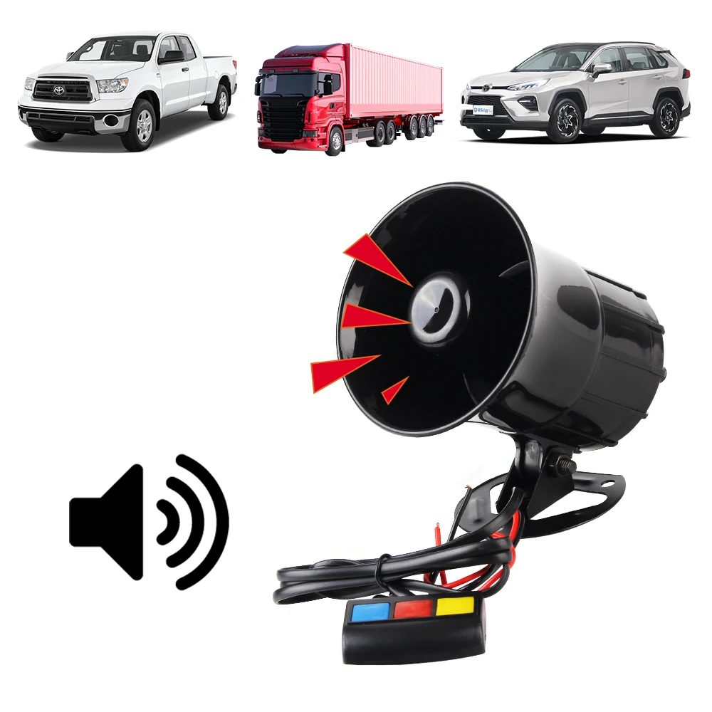

Loud Speaker Siren Horn 110dB 12V 3 Tone Sound Motorcycle 3 Sounds Horn Loud Car Horn Motorcycle Warning Alarm