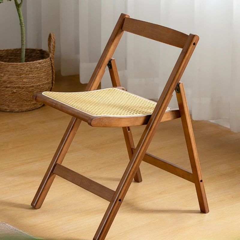 

Складной стул из ротанга со спинкой, современный плетеный обеденный стул для патио, балкона и сада, легкое штабелируемое сиденье