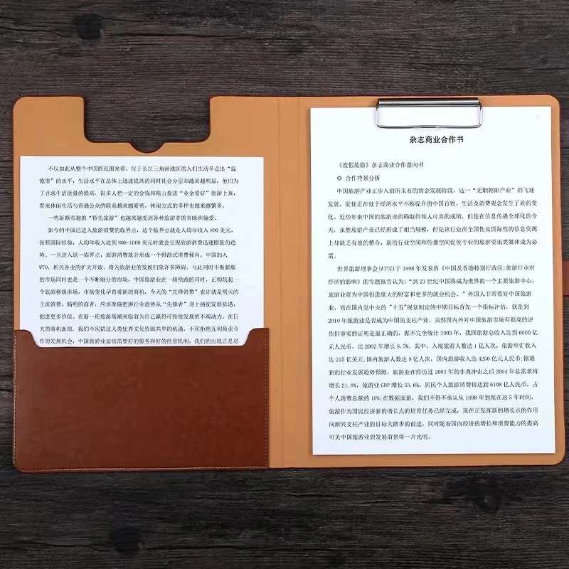 Office Padfolio A4 Clipboard With Storage Quality PU Leather Foldable Clipboard A4 Paper Tablet Writing Pad