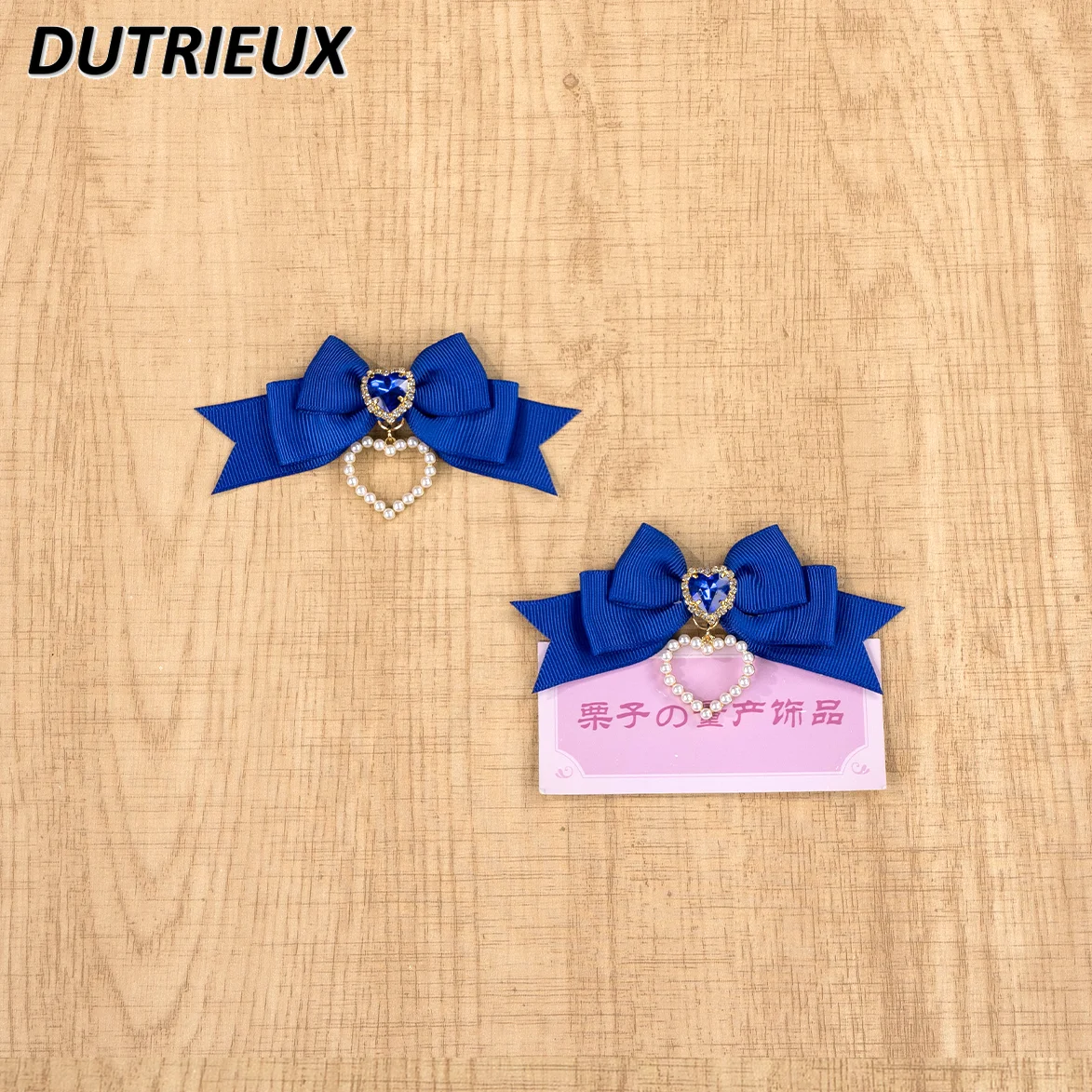 Japanese Style Sweet and Cute Girl Versatile Lace Hairpin Hair Clips Accessories Kawaii Royal Blue Bow Headgear Socks