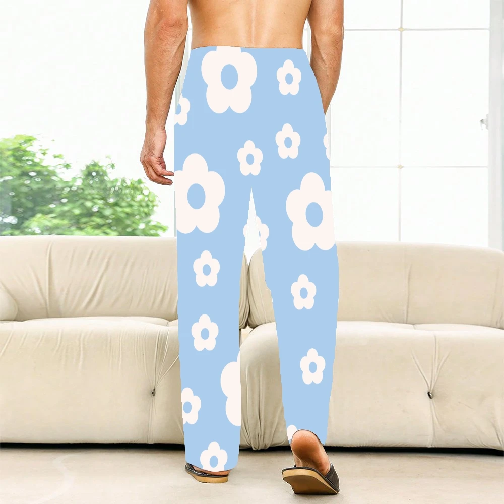 Pantalon de pyjama unisexe avec poches pour hommes et femmes, pantalon de salon, bas de pyjama de sommeil, fleurs de dessin animé, cordon de proximité, mignon, super doux