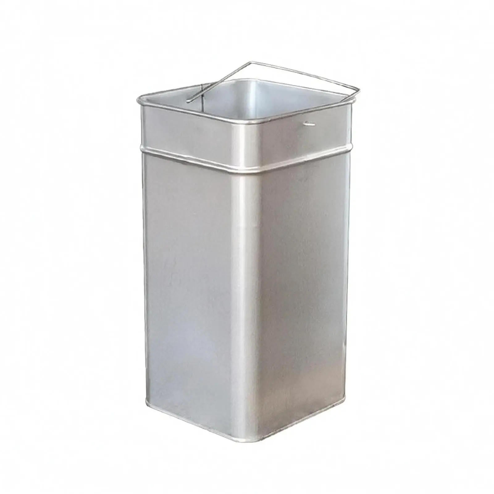 Square Metal Trash Can Insert Side Handle Loop Household Bin Rounded Top Edges