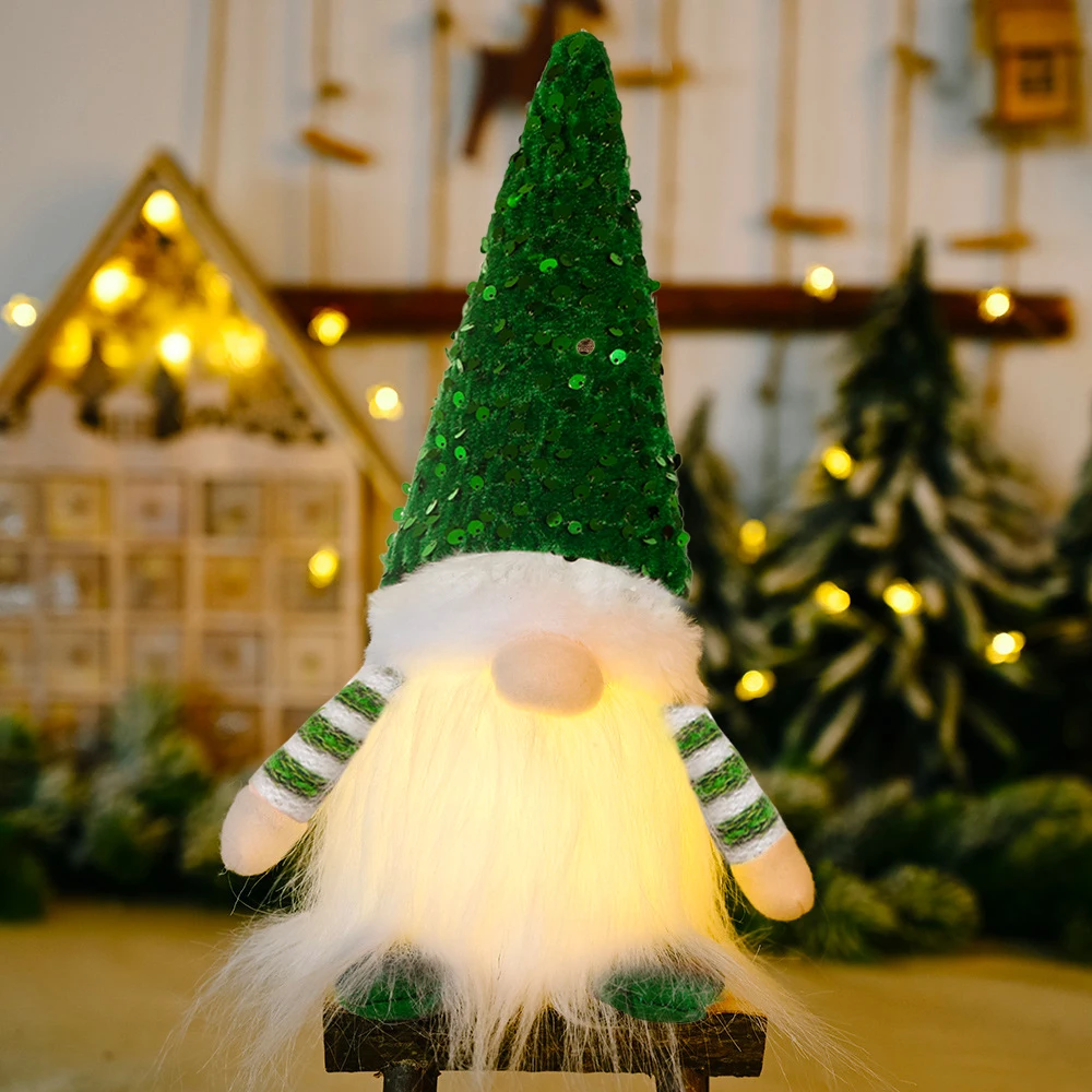 30cm Christmas Doll Elf Gnome with Led Light Christmas Decorations for Home Xmas Navidad New Year 2024 Children\'s Gifts