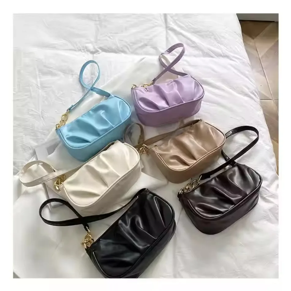 

Women's Luxury Bag Soft PU Leather Women Underarm Bag Retro Solid Color Ladies Handbags Fashion Design Girls Small Shoulder Bags