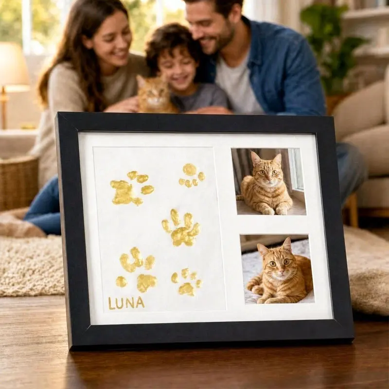 Creative Pet Dog Cat Paw Print Photo Frame Kit Diy Hand Footprint Picture Frame Desktop Ornament Meaningful Keepsake Home Decor