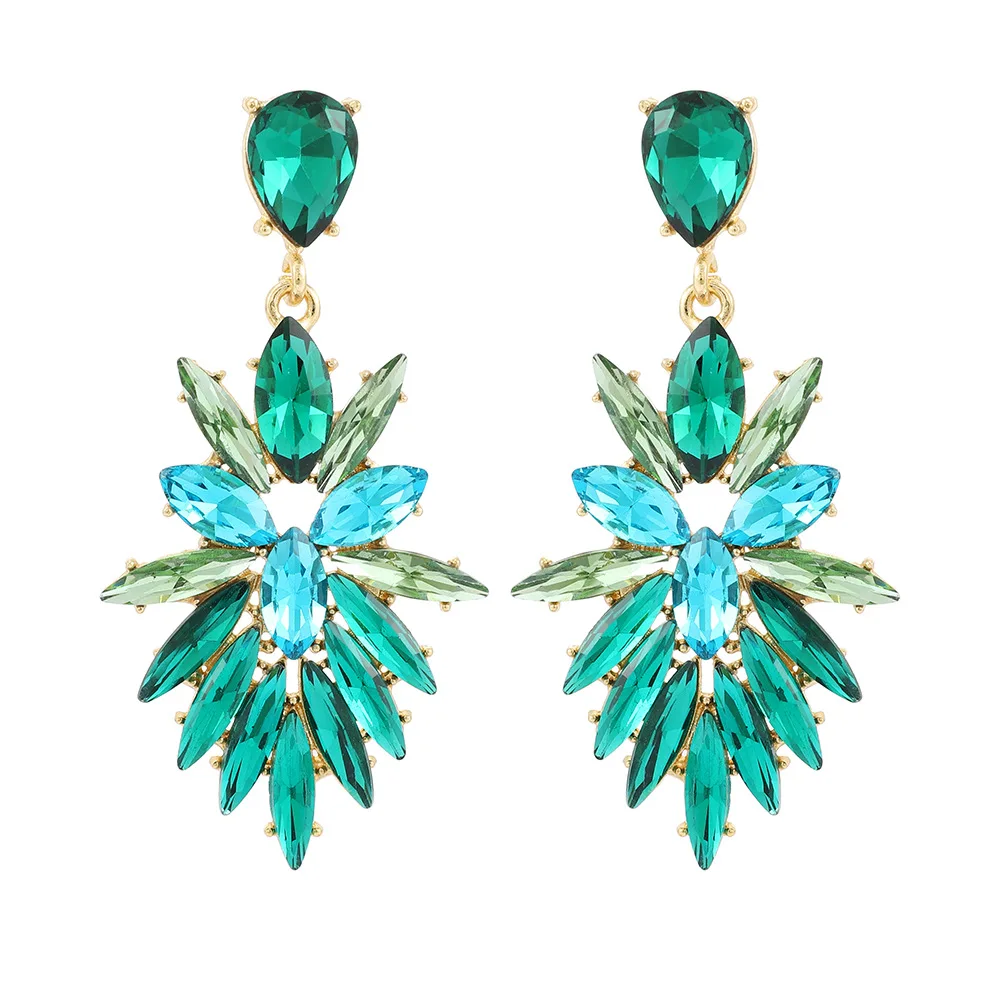 New Creative Design Geometric Teardrop Shiny Glass Dangle Drop Earrings For Women Luxury Quality Ear Accessories Pendant Jewelry