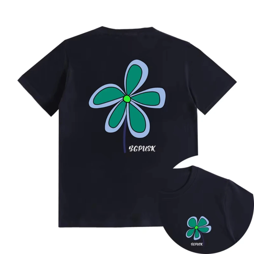 

High-quality short-sleeved Tshirt for couples in summer 2025 men fashion with multi-color floral short sleeves and round collars