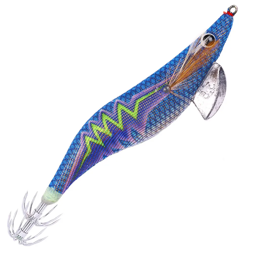 1pcs Wooden Shrimp Fishing Lure Squid Jig Fishing Hook Octopus Cuttlefish Artificial Jigging Lures Hard Bait Pesca 3.5# 14CM 20g