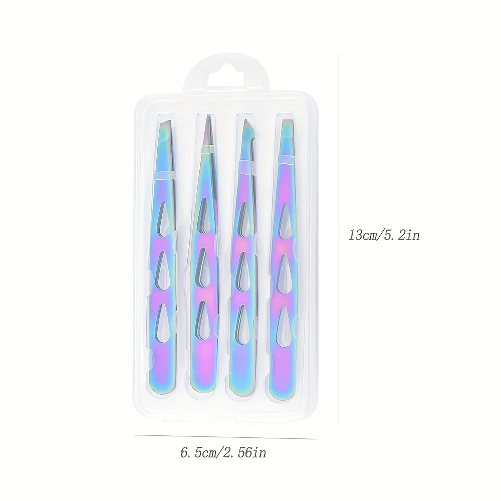 Eyebrow Tweezer Set, 4 Pcs Professional Stainless Steel Tweezers for Women, Precision Tweezer for Facial Hair, Splinter and Ingr