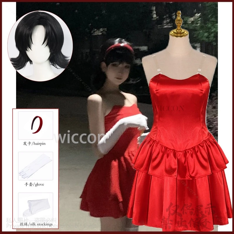 Anime Kirigoe Mima Cosplay Dresses And Wigs Headband Red Lolita Costumes Halloween Princess Evening Dress Stockings Party Suit