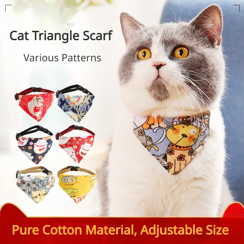 

Pet Cat Cartoon Scarf Collar Various Styles Saliva Napkin Bibs Collars Accessories Suitable for Medium Sized Cats Dogs Supplies