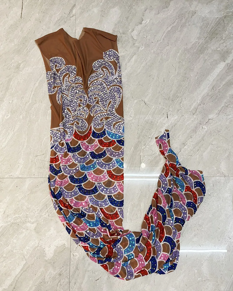 Vestido de noite longo sem mangas comercial – estilo celebridade, padrão colorido, divisão frontal sexy, ajuste fino para vestido de banquete de empresa