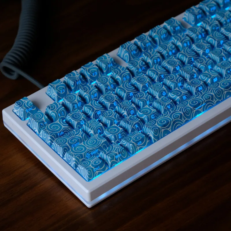 KBCaps 136 Tasten Blue Swirl Seitenlicht PBT Farbstoffsublimation Kirschprofil Tastenkappen Set für MX Switch Gaming mechanische Tastatur