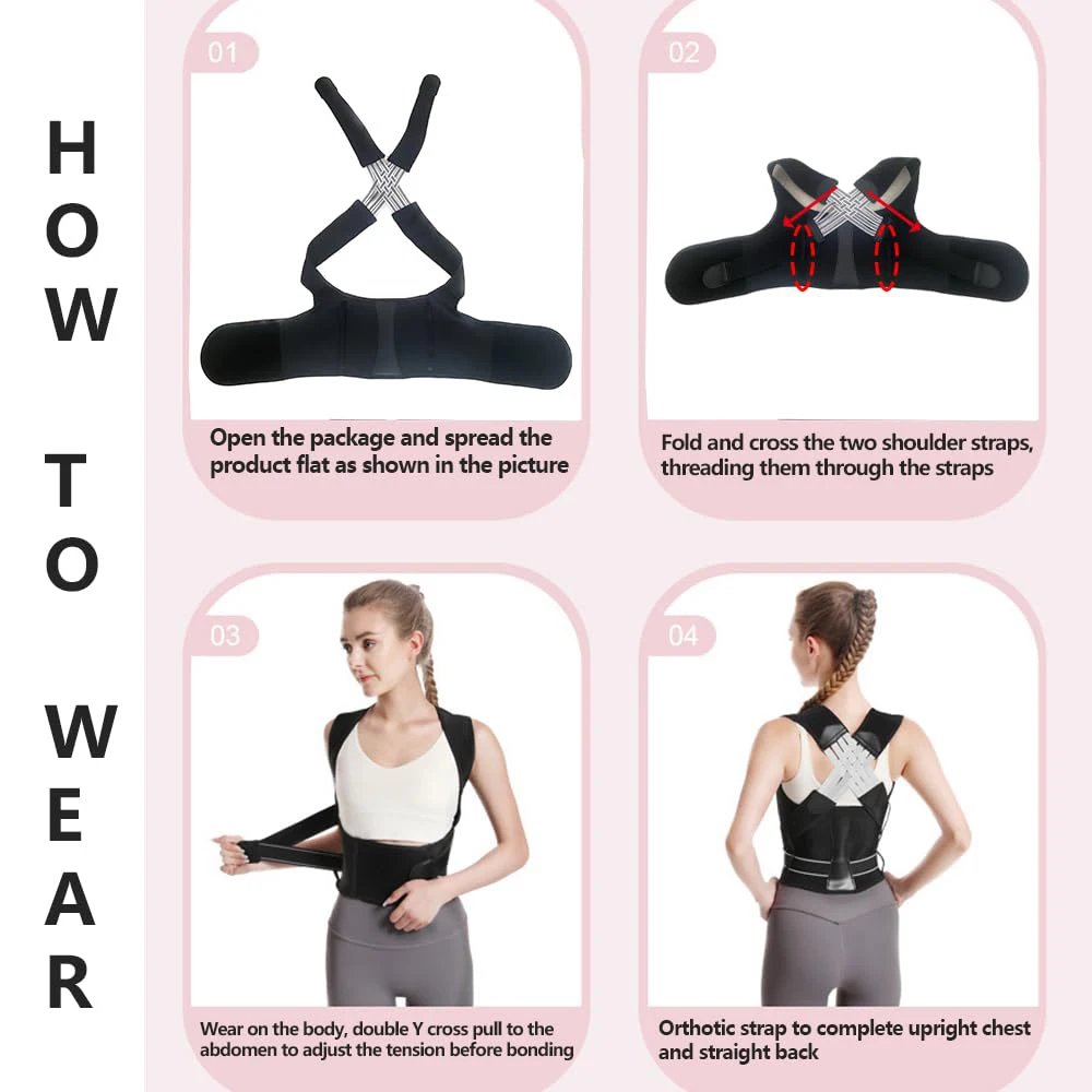 Instant Posture Corrector Adjustable Back Straightener for Men and Women Relieves Neck Shoulder and Back Pain Provides Support