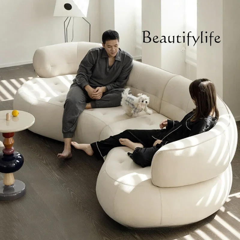

X35 Italian Minimalist Size Apartment Living Room Creative Special-shaped Corner Cream Wind Sofa