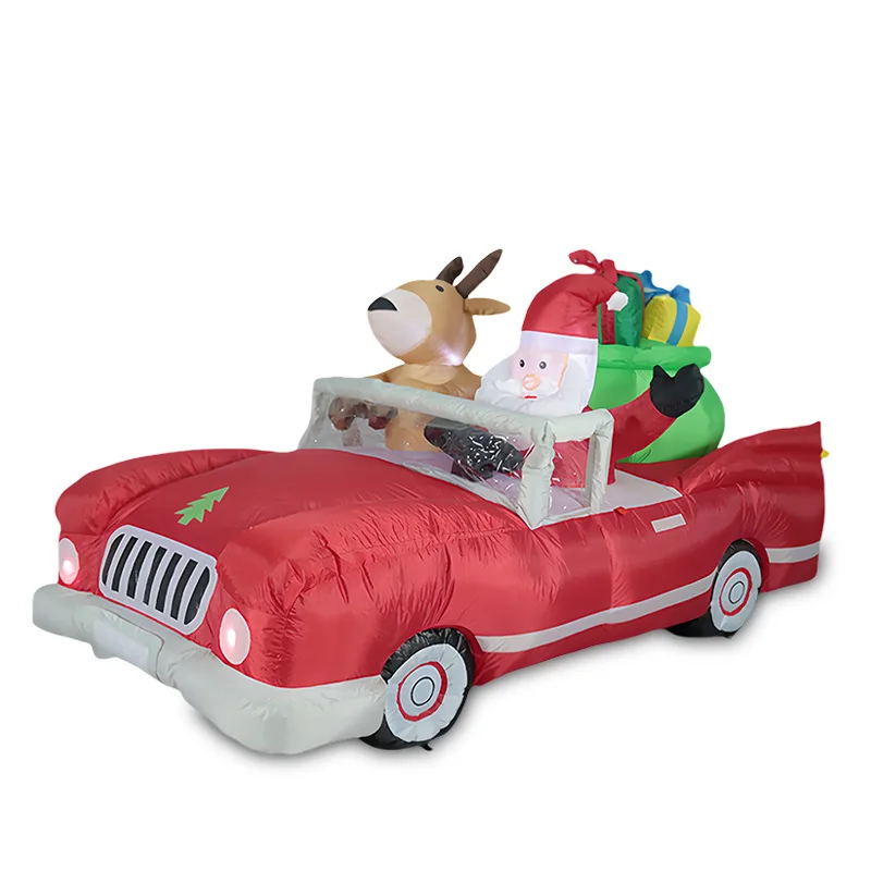 

Christmas air mold inflatable Santa Claus elk car free gift box yard decoration holiday outdoor ornament