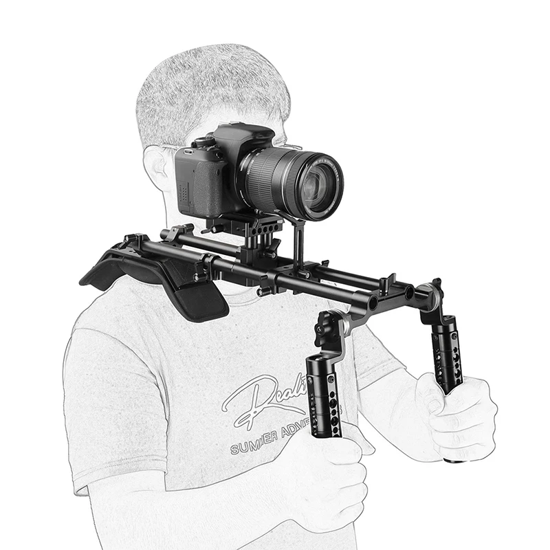 CAMVATE-Plataforma de montaje de hombro de mano con placa base de liberación rápida Manfrotto y empuñadura de doble ARRI Rosette para cámaras, videocámaras